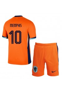 Nederland Memphis Depay #10 Babytruitje Thuis tenue Kind EK 2024 Korte Mouw (+ Korte broeken)